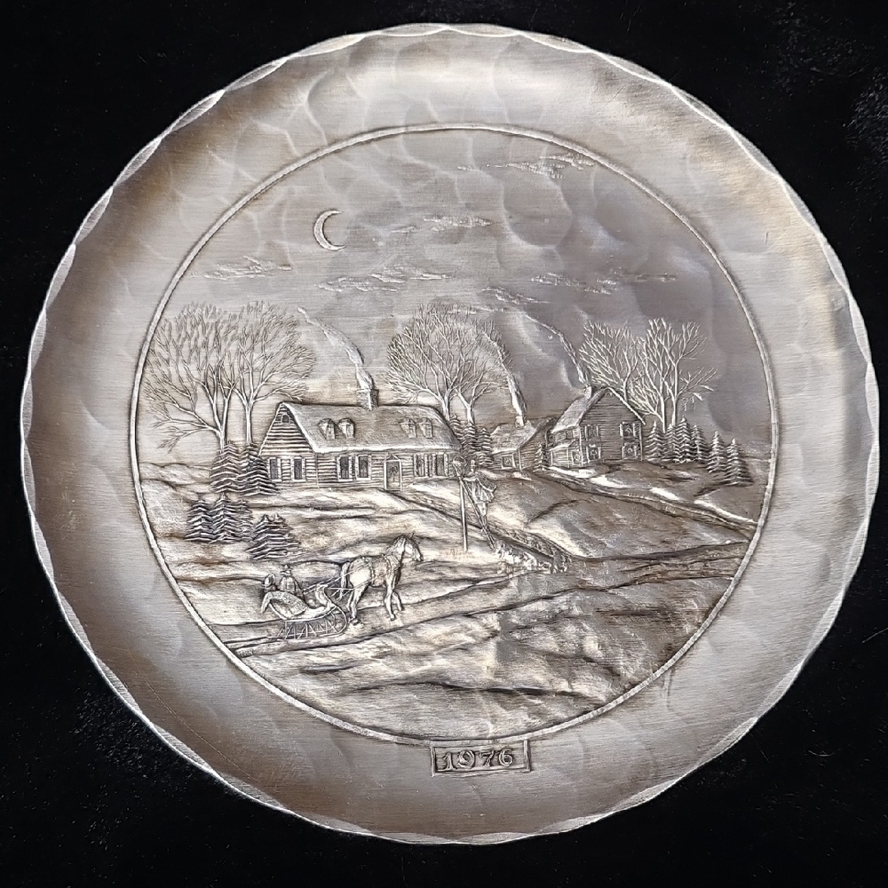 Hand Wrought Pewter Wendell August Forge Plate 1976 Scenic Village